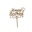Topper PLEXI - "Happy Birthday!" 13x15 cm, auriu oglinda, DW24056