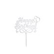 Topper PLEXI - "Happy Birthday!" 13x15 cm, alb, DW24058