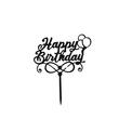 Topper PLEXI - "Happy Birthday!" 13x15 cm, negru, DW24059
