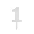 Topper PLEXI - "Cifra 1", 10x18 cm, alb, DW24108