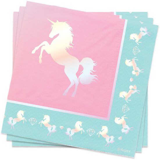 SERVETELE PARTY UNICORN 33X33 CM 20/SET 222068