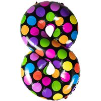 BALON FOLIE NEGRU CU BULINE COLORATE 61 CM CIFRA "8" 234634