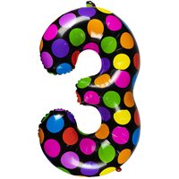 BALON FOLIE NEGRU CU BULINE COLORATE 61 CM CIFRA "3" 234580