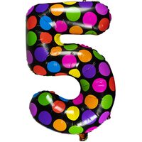 BALON FOLIE NEGRU CU BULINE COLORATE 61 CM CIFRA "5" 234603