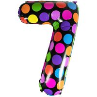 BALON FOLIE NEGRU CU BULINE COLORATE 61 CM CIFRA "7" 234627
