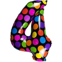 BALON FOLIE NEGRU CU BULINE COLORATE 61 CM CIFRA "4" 234597