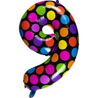BALON FOLIE NEGRU CU BULINE COLORATE 61 CM CIFRA "9" 234641