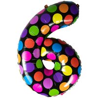 BALON FOLIE NEGRU CU BULINE COLORATE 61 CM CIFRA "6" 234610