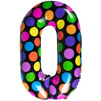 BALON FOLIE NEGRU CU BULINE COLORATE 61 CM CIFRA "0" 234559