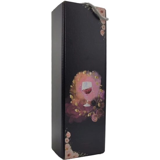 CUTIE CADOU VIN CU CAPAC, CARTON PRINTAT NEGRU, C03 321E, 10x35x8,5 cm,  DW21016