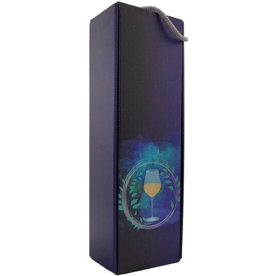 CUTIE CADOU VIN CU CAPAC, CARTON PRINTAT ALBASTRU, C03 321E, 10x35x8,5 cm,   DW21019