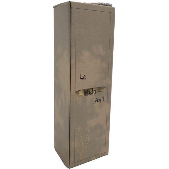 CUTIE CADOU VIN CU CAPAC, CARTON PRINTAT- MESAJ "La multi ani!", CREM C03 321E,  10x35x8,5 cm, DW21021