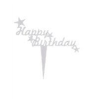 Topper HDF "HAPPY BIRTHDAY" 15x14.2 cm, alb, DW24007