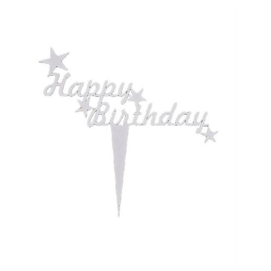 Topper HDF "HAPPY BIRTHDAY" 15x14.2 cm, alb, DW24007