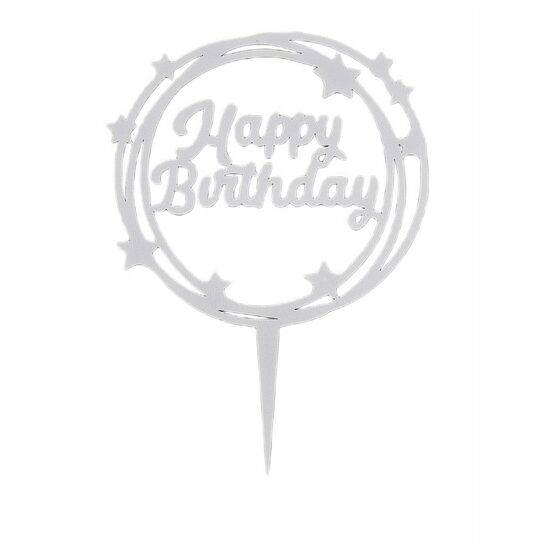 Topper HDF "HAPPY BIRTHDAY" 20x15 cm, alb,  DW24008