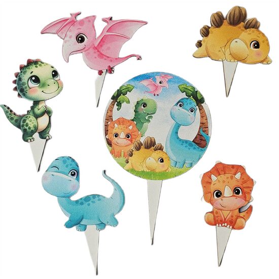 Topper HDF printat - Dinozauri, 9-17 cm, 6/set, DW24010