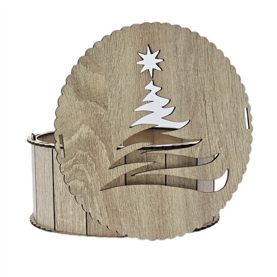 Cutie HDF - rotunda cu bradut 20 cm, natur, DW26008