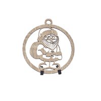 Decoratiune Craciun HDF- ornament mare, 9 cm, natur, 6/set, Mos Craciun, DW27053