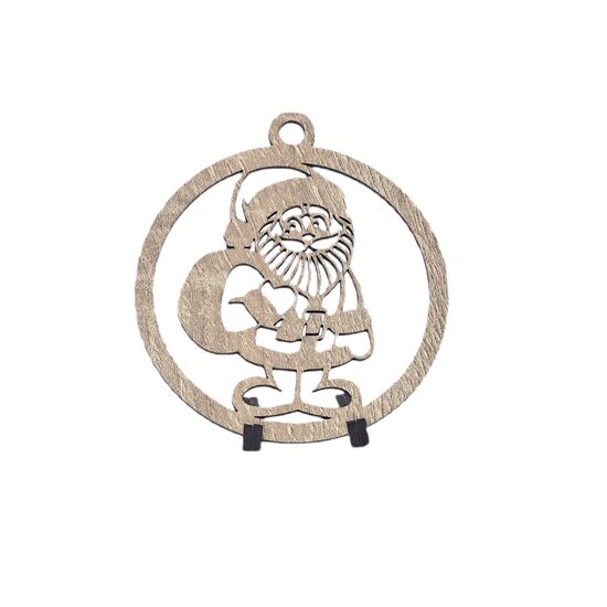 Decoratiune Craciun HDF- ornament mare, 9 cm, natur, 6/set, Mos Craciun, DW27053