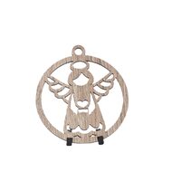 Decoratiune Craciun HDF- ornament mare, 9 cm, natur, 6/set, Ingeras, DW27054