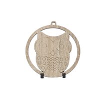 Decoratiune Craciun HDF- ornament mare, 9 cm, natur, 6/set, Bufnita, DW27065