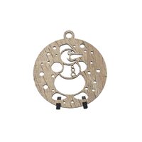 Decoratiune Craciun HDF- ornament mare, 9 cm, natur, 6/set, Om de zapada, DW27056