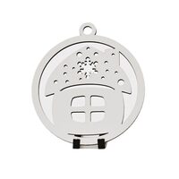 Decoratiune Craciun HDF- ornament mare, 9 cm, alb, 6/set, Casuta, DW27011