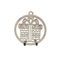 Decoratiune Craciun HDF- ornament mare, 9 cm, natur, 6/set, Cadou, DW27060