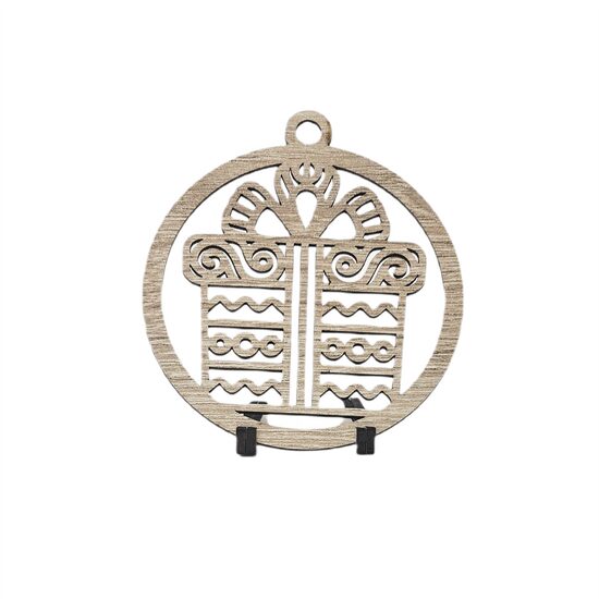 Decoratiune Craciun HDF- ornament mare, 9 cm, natur, 6/set, Cadou, DW27060