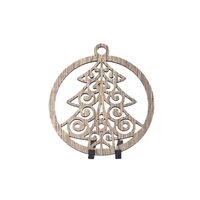 Decoratiune Craciun HDF- ornament mare, 9 cm, natur, 6/set, Brad, DW27052