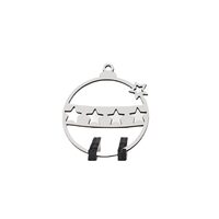 Decoratiune Craciun HDF- ornament mic, 6 cm, alb, 6/set, Glob cu Stelute, DW27042