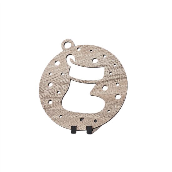 Decoratiune Craciun HDF- ornament mare, 9 cm, natur, 6/set, Cizmulita, DW27059