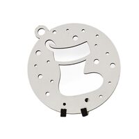 Decoratiune Craciun HDF- ornament mare, 9 cm, alb, 6/set, Cizmulita, DW27012