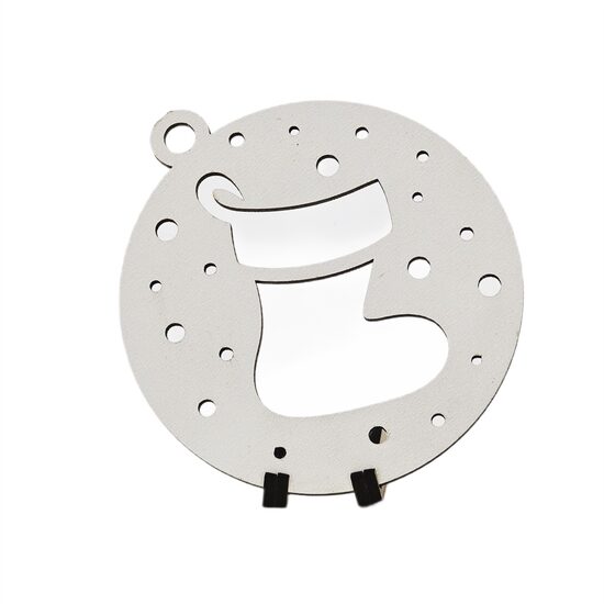 Decoratiune Craciun HDF- ornament mare, 9 cm, alb, 6/set, Cizmulita, DW27012