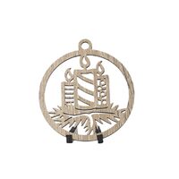 Decoratiune Craciun HDF- ornament mare, 9 cm, natur, 6/set, Lumanare, DW27062