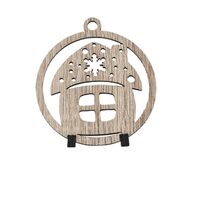 Decoratiune Craciun HDF- ornament mare, 9 cm, natur, 6/set, Casuta, DW27058