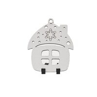 Decoratiune Craciun HDF- ornament mediu, 6-8 cm, alb, 6/set, Casuta, DW27031