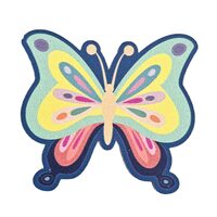 Topper HDF printat - FLUTURE mediu, 6 cm, albastru-multicolor, 6/set, DW24015