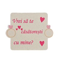 Topper HDF printat - PATRAT "Vrei sa te casatoresti cu mine?" 6 cm, roz, 6/set, DW24024