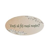 Topper HDF printat - MESAJ "Vreti sa fiti nasii nostri?" 6 cm, crem, 6/set, DW24018