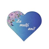 Topper HDF printat - INIMIOARA "La multi ani!" 6 cm, albastru, 6/set, DW24023