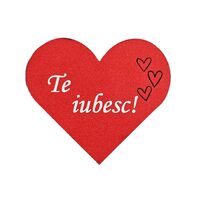 Topper HDF printat - INIMIOARA "Te iubesc!" 6 cm, rosu, 6/set, DW24021
