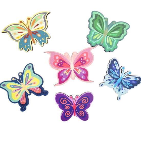 Topper HDF printat - FLUTURI MIX, 6-8cm, 6/set, DW24026