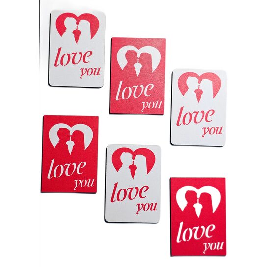 Topper HDF printat - PLACHETA "Love you" 8 cm, MIXT 6/set, DW24033