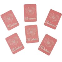 Topper HDF printat - PLACHETA "Te iubesc!" 8cm, roz, 6/set, DW24031