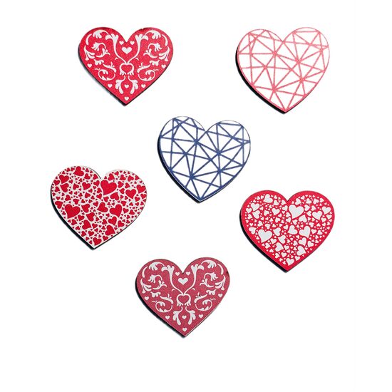 Topper HDF printat - INIMIOARE dantelate,  6 cm, MIXT, 6/set, DW24039