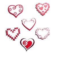 Topper HDF printat - INIMIOARE stilizate,  6 cm, MIXT, 6/set, DW24040