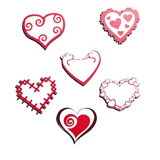 Topper HDF printat - INIMIOARE stilizate,  6 cm, MIXT, 6/set, DW24040