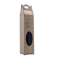 Cutie HDF - Vin cu maner si decupaj oval "La multi ani", 8,5x8,5x41 cm, natur, DW26030