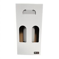 Cutie carton - 2 sticle Vin cu maner, alb lucios, 18,5x36x9 cm, DW21037